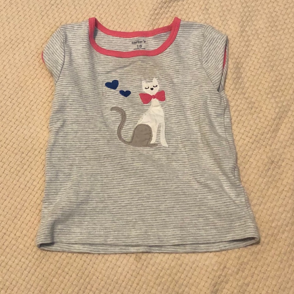 Carter’s 18 month grey and white striped t shirt